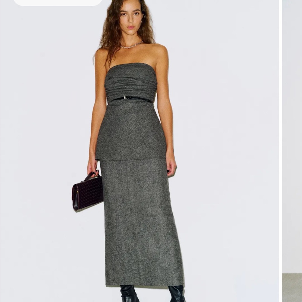 Reformation Lydia Skirt Charcoal Wool